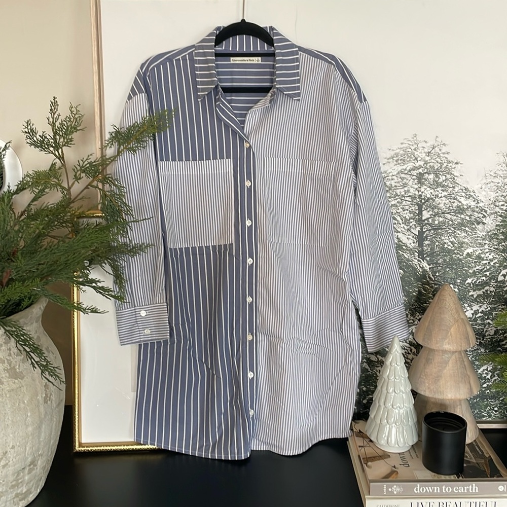 Abercrombie & Fitch relaxed poplin stripe shirt dress